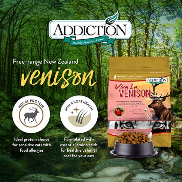 Addiction Cat Food Grain Free Viva La Venison for Complete & Balance 10lbs
