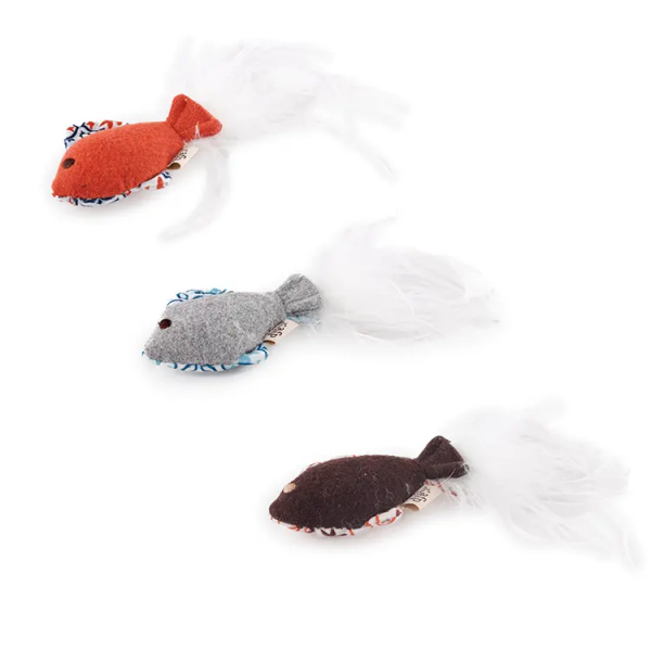 AFP Cat Toy Vintage Feather Fish with Catnip