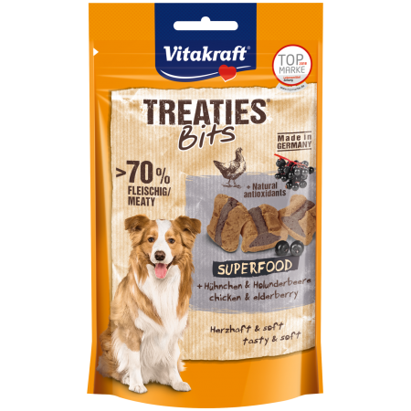 Vitakraft Dog Treaties Bits Superfood Chicken & Elderberry 120g (3 Packs)