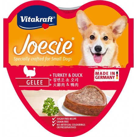 Vitakraft Joesie Heart Turkey & Duck Dog Wet Food 85g Carton (3 cans)