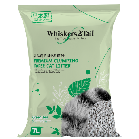 Whiskers2Tail Premium Clumping Paper Cat Litter Green Tea 7L (4 Packs)