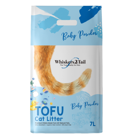 Whiskers2Tail Tofu Cat Litter Baby Powder 7L  (3 Packs)