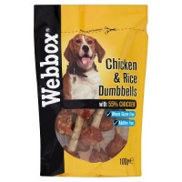 Webbox Chicken & Rice Dumbbells Dog Treats 100g