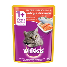 Whiskas Pouch Mackerel and Salmon 80g Pack (28 Pouches)