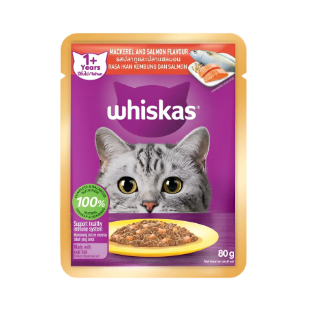 Whiskas Pouch Mackerel and Salmon 85g