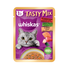 Whiskas Tasty Mix Seafood Cocktail with Wakame Seaweed in Gravy 70g