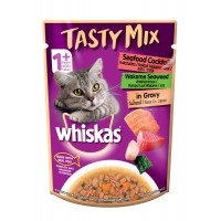 Whiskas Tasty Mix Seafood Cocktail with Wakame Seaweed in Gravy 70g