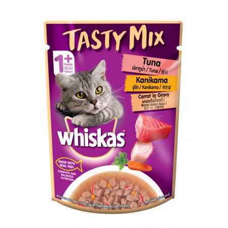 Whiskas Tasty Mix Tuna & Kanikama with Carrot in Gravy 70g (28 packs)