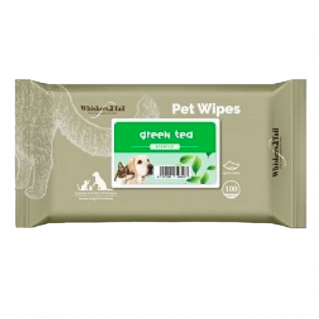 Whiskers2Tail Pet Wipes 100's Green Tea (3 Packs)