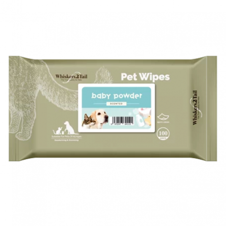 Whiskers2Tail Pet Wipes 100's Baby Powder