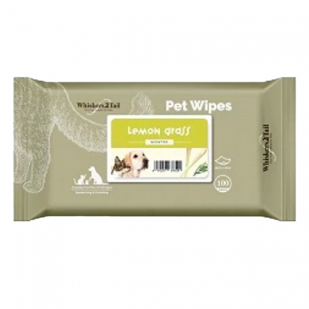Whiskers2Tail Pet Wipes 100's Lemon Grass