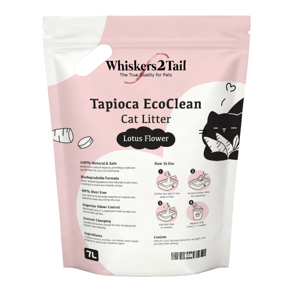 Whiskers2Tail Tapioca EcoClean Cat Litter 5kg/7L Lotus Flower