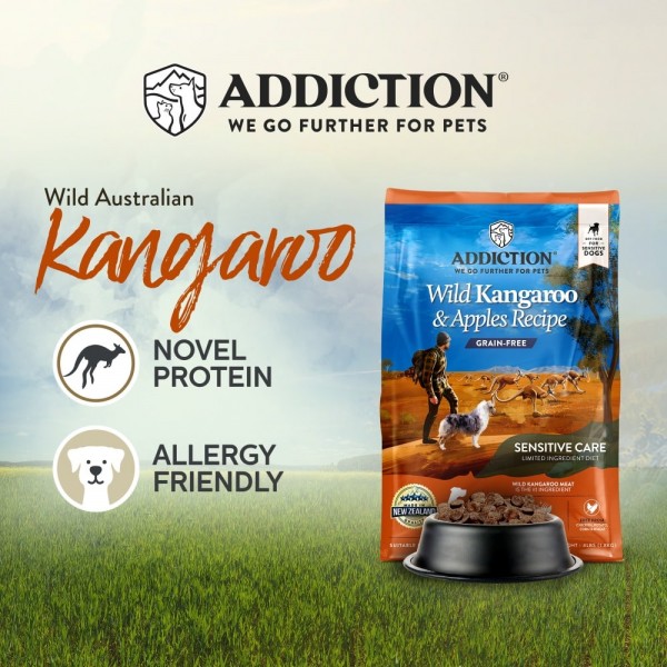 Addiction Dog Food Grain Free Wild Kangaroo & Apples for Sensitive Care 4lbs