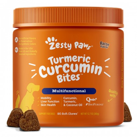 Zesty Paws Dog 8-in-1 Multifunctional Bites Tumeric Bacon 90 Soft chews