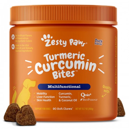 Zesty Paws Dog 8-in-1 Multifunctional Bites Tumeric Duck 90 Soft chews