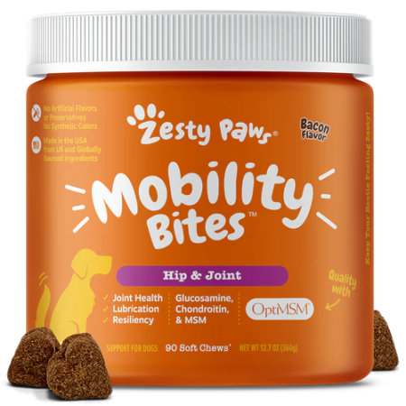 Zesty Paws Dog Mobility Bites Bacon 90 Soft Chews