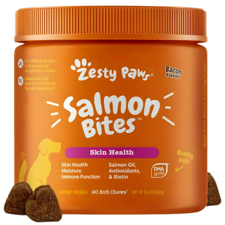 Zesty Paws Dog Salmon Bites Bacon 90 Soft Chews