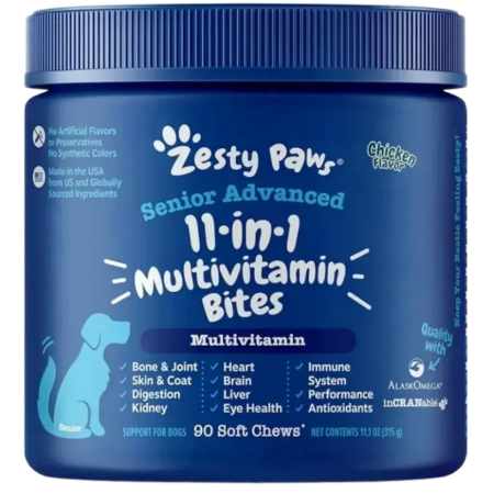 Zesty Paws Dog Senior Advanced 11-in-1 Multifunctional Bites Chicken 90 Soft Chews