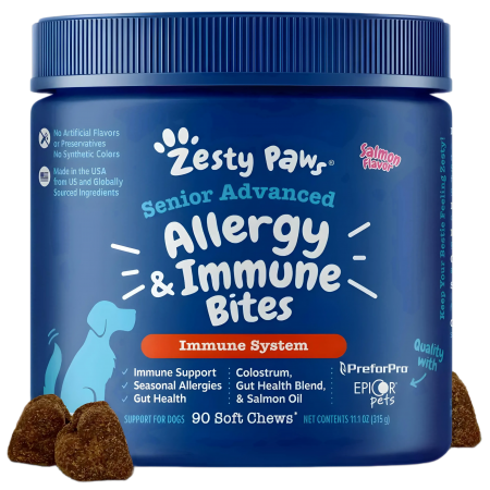Zesty Paws Dog Senior Advanced Aller-Immune Bites Salmon 90 Soft Chews