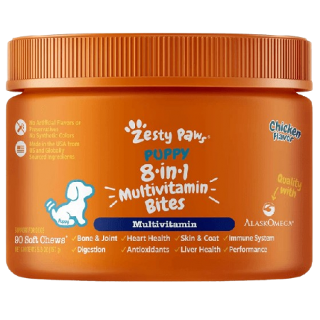 Zesty Paws Puppy 8-in-1 Multifunctional Bites Chicken 90 Soft Chews
