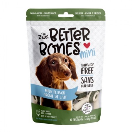 Zeus Better Bones Milk Flavor Mini Dog Treats  12's