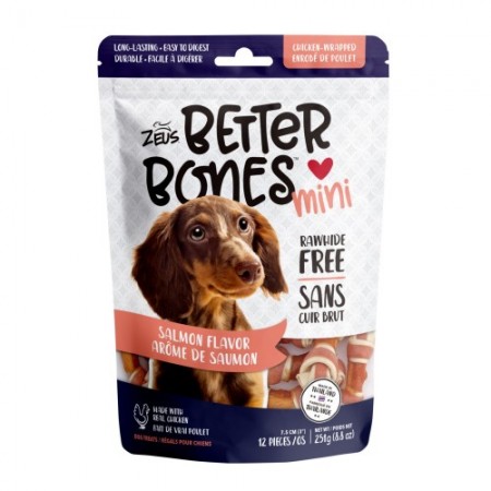 Zeus Better Bones Salmon Flavor Chicken Wrapped Mini Dog Treats  12's