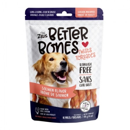 Zeus Better Bones Salmon Flavor Chicken Wrapped Twist Dog Treats  12's