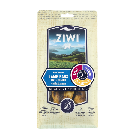 Ziwi Peak Air Dried Lamb Ears  Oral Chews  Dog Treats 80g