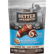 Zoe Better Than Rawhide BBQ Chicken Mini Dog Treats  10's