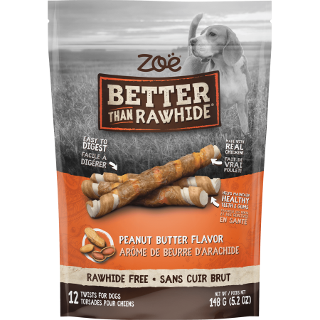 Zoe Better Than Rawhide Peanut Butter Twist Dog Treats 12's