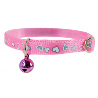 Zolux 30cm Pink Cat Collar With Hearts And Bell