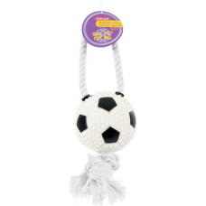 Zolux Dog Toy Vinyl Soccer Ball With Rope 10cm